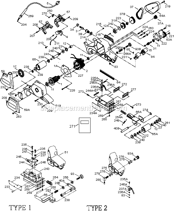 Page A Diagram and Parts List for 363 Type 2 Porter Cable Sander Polisher